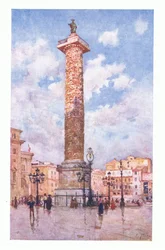 Colonne de Marc Aurèle, Piazza Colonna, de Rome publiée par A & C Black Ltd, 1925
